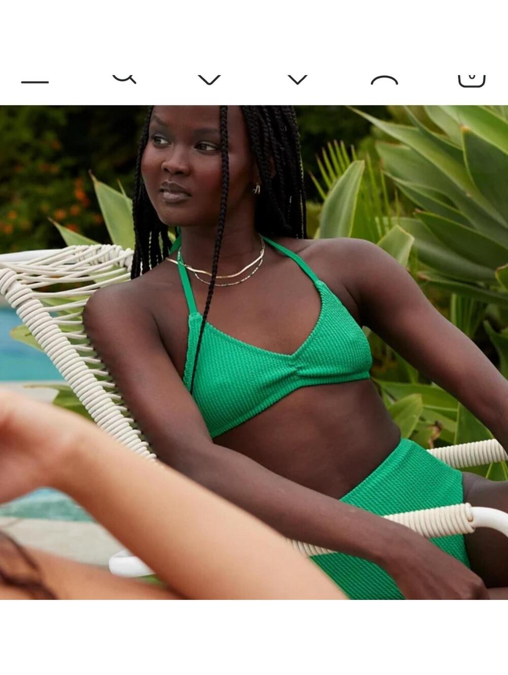 Aerie Green Crinkle Textured Halter Bikini Set Size S